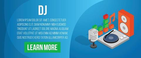 DJ concept banner, isometric style vector
