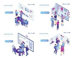 Visualization banner set, isometric style vector