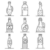 Vinegar icon set, outline style vector