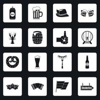 Oktoberfest icons set squares vector