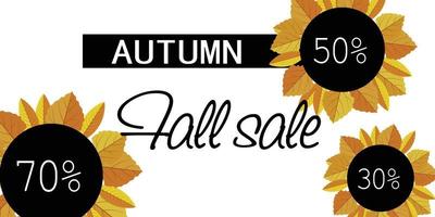 Autumn fall sale banner horizontal, flat style vector