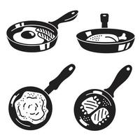 Kitchen griddle icon set, simple style vector