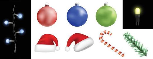 conjunto de iconos de navidad, estilo realista vector