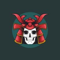 skull samurai with red helmet vector