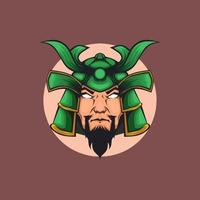 male samurai with green helmet vector
