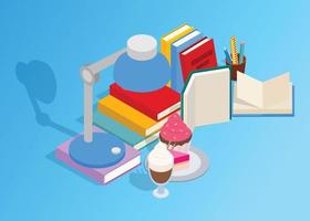 Book day art, isometric style vector