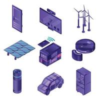 Intelligent device icon set, isometric style vector