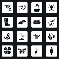 Spring icons set squares vector