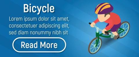 Bicycle concept banner, isometric style vector