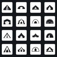 Tent forms icons set squares vector