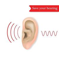 Save your hearing concept background, realistic style vector