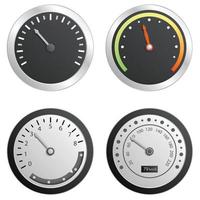 Speedometer icon set, realistic style vector