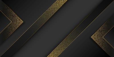 Black abstract geometric background luxury with glitter golden modern shapes concept. vector