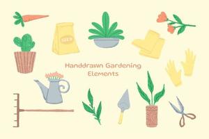 lindo elemento de diseño gráfico de herramienta de jardinería dibujado a mano. vector