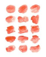 Abstract red rose colored watercolor blob collection.