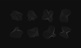 Abstract modern trendy retro 3d white radio line waves on black background. vector