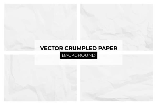 White crumpled blank paper background. Realistic vector background.