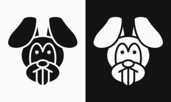 logotipo del concepto de cabeza de conejo. en blanco y negro. logotipo simple, plano, de dibujos animados, moderno y animal. adecuado para logotipo, icono, mascota, símbolo y signo vector