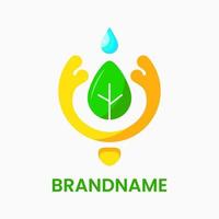 Save nature concept logo. this logo is a combination of water, leaves, and the symbol of a person hugging. blue, green, and yellow. modern, simple and fresh logotype. suitable for logo, icon, symbol vector