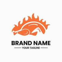 hot chicken logo. chicken meat and fire concept. flat, modern and negative space logotype. suitable for logo, icon, symbol and sign. this logo is suitable for food related businesses, restaurants vector