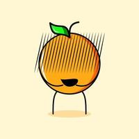 cute orange character with Embarrassed expression. suitable for emoticon, logo, mascot