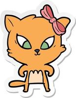 sticker of a cartoon cat vector