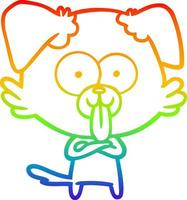 rainbow gradient line drawing cartoon dog with tongue sticking out vector