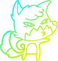 cold gradient line drawing clever cartoon fox vector