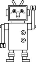 line drawing cartoon robot vector