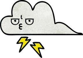retro grunge texture cartoon thunder cloud vector