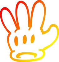 warm gradient line drawing traditional cartoon glove vector