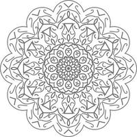 adorno de mandala, contorno, garabato, dibujado a mano, ilustración. estilo de tatuaje de henna vectorial, puede usarse para textiles, libros de colores, impresión de estuches telefónicos, tarjetas de felicitación vector