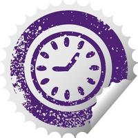 distressed circular peeling sticker symbol wall clock vector