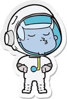 sticker of a cartoon confident astronaut vector