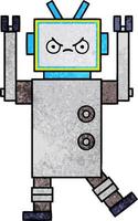 robot de dibujos animados de textura grunge retro vector