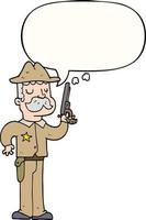 cartoon sheriff and speech bubble vector