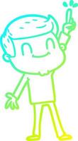 cold gradient line drawing cartoon friendly man vector