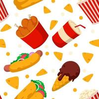 Junk Food Seamless Background vector