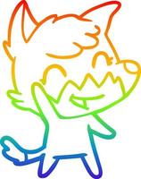 rainbow gradient line drawing happy cartoon fox vector
