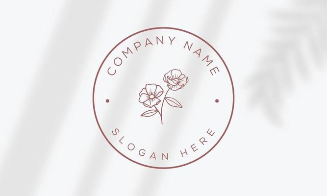 Botanical Floral element Hand Drawn Logo with Wild Flower and Leaves. Logo for spa and beauty salon, boutique, organic shop, wedding, floral designer, interior, photography, cosmetic.