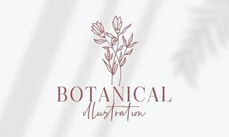 Botanical Floral element Hand Drawn Logo with Wild Flower and Leaves. Logo for spa and beauty salon, boutique, organic shop, wedding, floral designer, interior, photography, cosmetic. vector