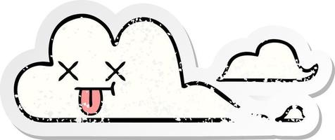 distressed sticker of a cute cartoon cloud vector