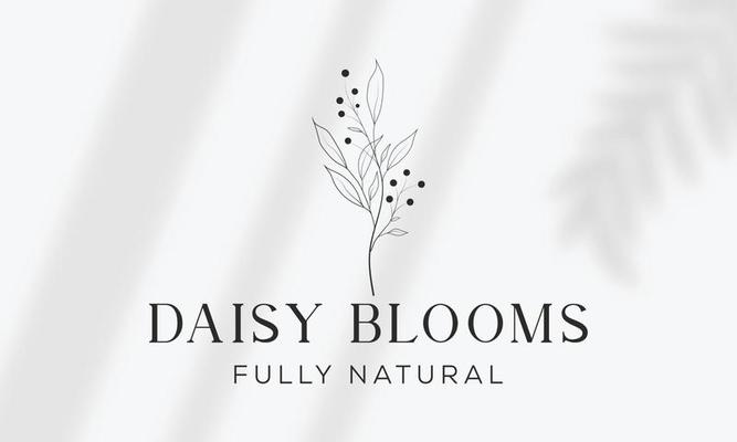 Botanical Floral element Hand Drawn Logo with Wild Flower and Leaves. Logo for spa and beauty salon, boutique, organic shop, wedding, floral designer, interior, photography, cosmetic.