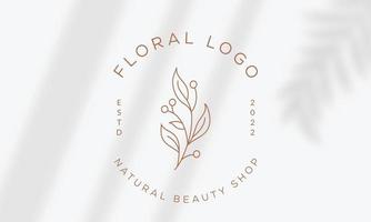 Botanical Floral element Hand Drawn Logo with Wild Flower and Leaves. Logo for spa and beauty salon, boutique, organic shop, wedding, floral designer, interior, photography, cosmetic. vector