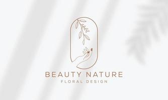 Botanical Floral element Hand Drawn Logo with Wild Flower and Leaves. Logo for spa and beauty salon, boutique, organic shop, wedding, floral designer, interior, photography, cosmetic. vector