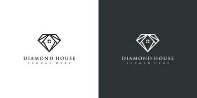 diamond and house logo vector design