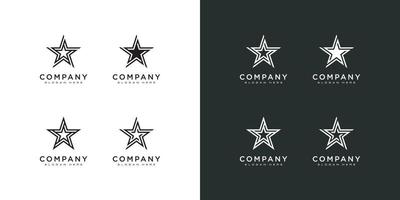 set of star logo vector line style