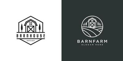 barn house logo vector design emblem line style