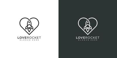 diseño de vector de logotipo de cohete de amor