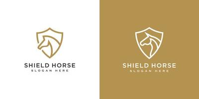 head horse and shield logo vector